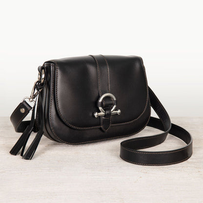 Del Rey - Equestrian Horse Bit Crossbody Luxury Leather Handbag in Black Urban-Equestrian