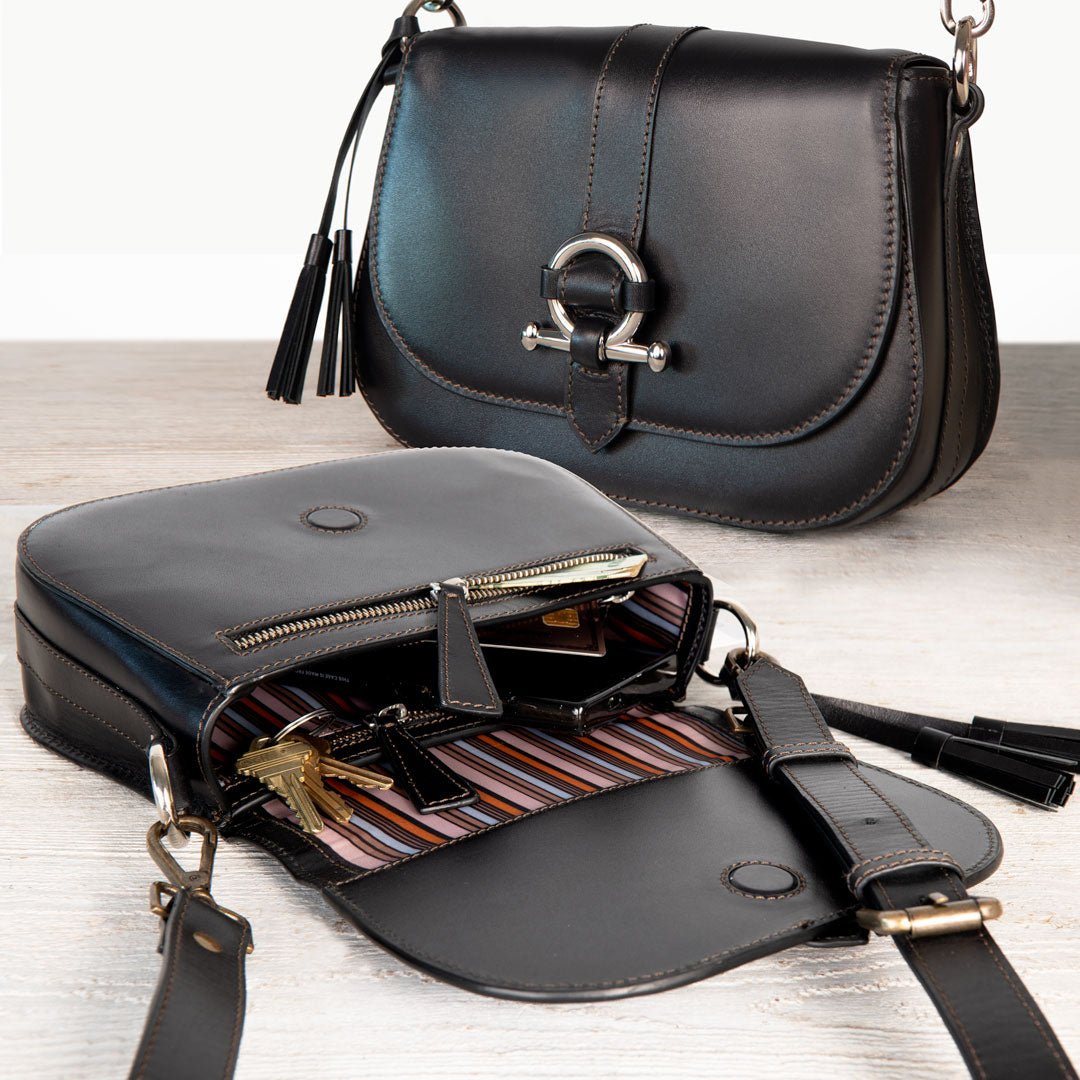 Del Rey - Equestrian Horse Bit Crossbody Luxury Leather Handbag in Black Urban-Equestrian