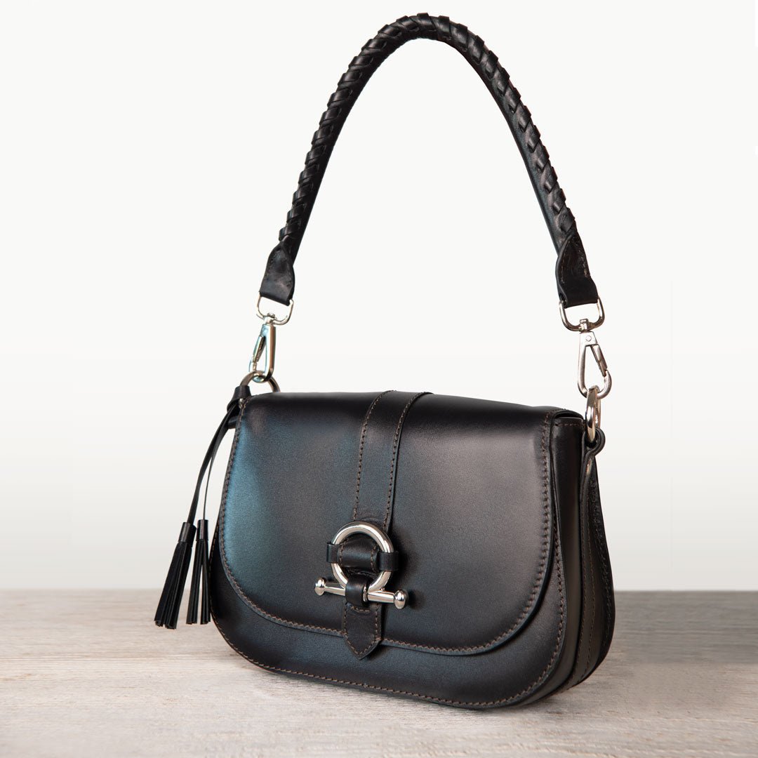 Del Rey - Equestrian Horse Bit Crossbody Luxury Leather Handbag in Black Urban-Equestrian