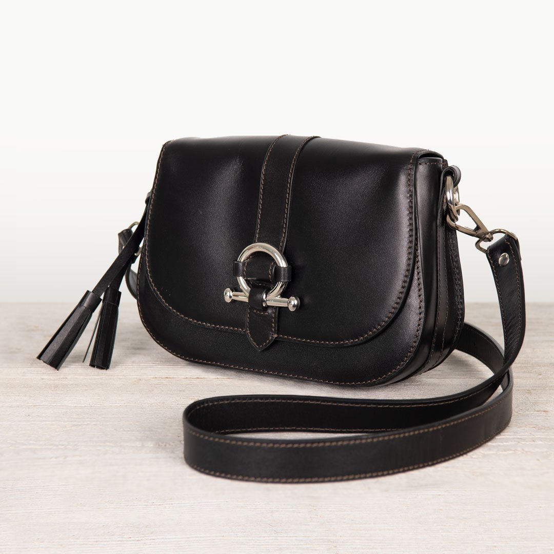 Del Rey - Equestrian Horse Bit Crossbody Luxury Leather Handbag in Black Urban-Equestrian