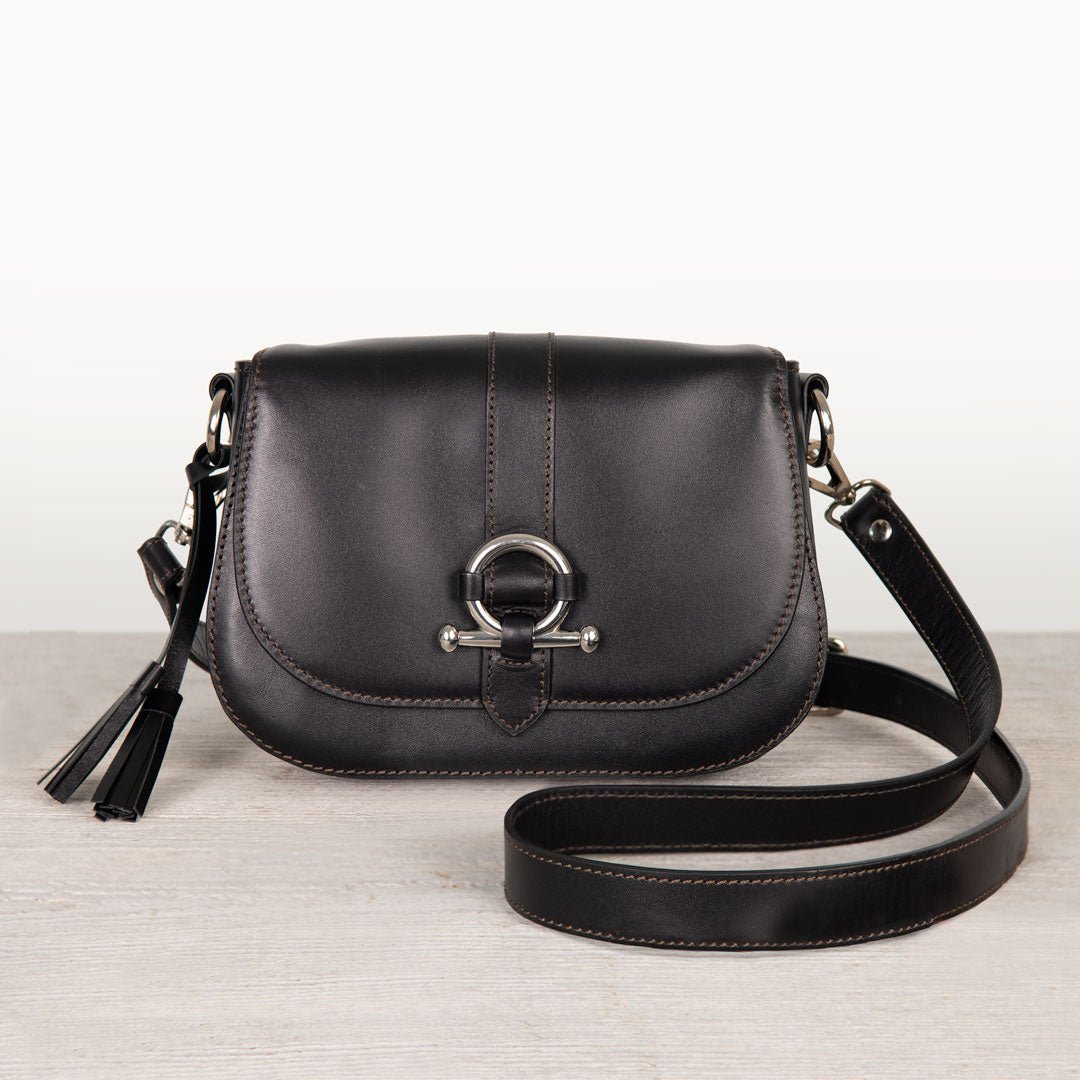 Del Rey - Equestrian Horse Bit Crossbody Luxury Leather Handbag in Black Urban-Equestrian