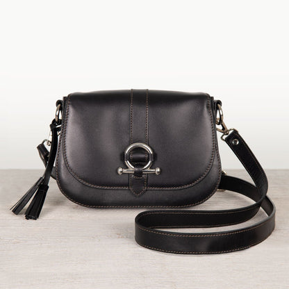 Del Rey - Equestrian Horse Bit Crossbody Luxury Leather Handbag in Black Urban-Equestrian
