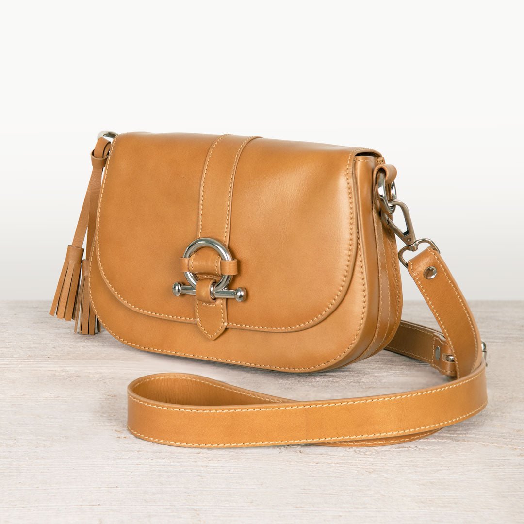 Del Rey - Equestrian Horse Bit Crossbody Luxury Leather Handbag in Caramel Urban-Equestrian