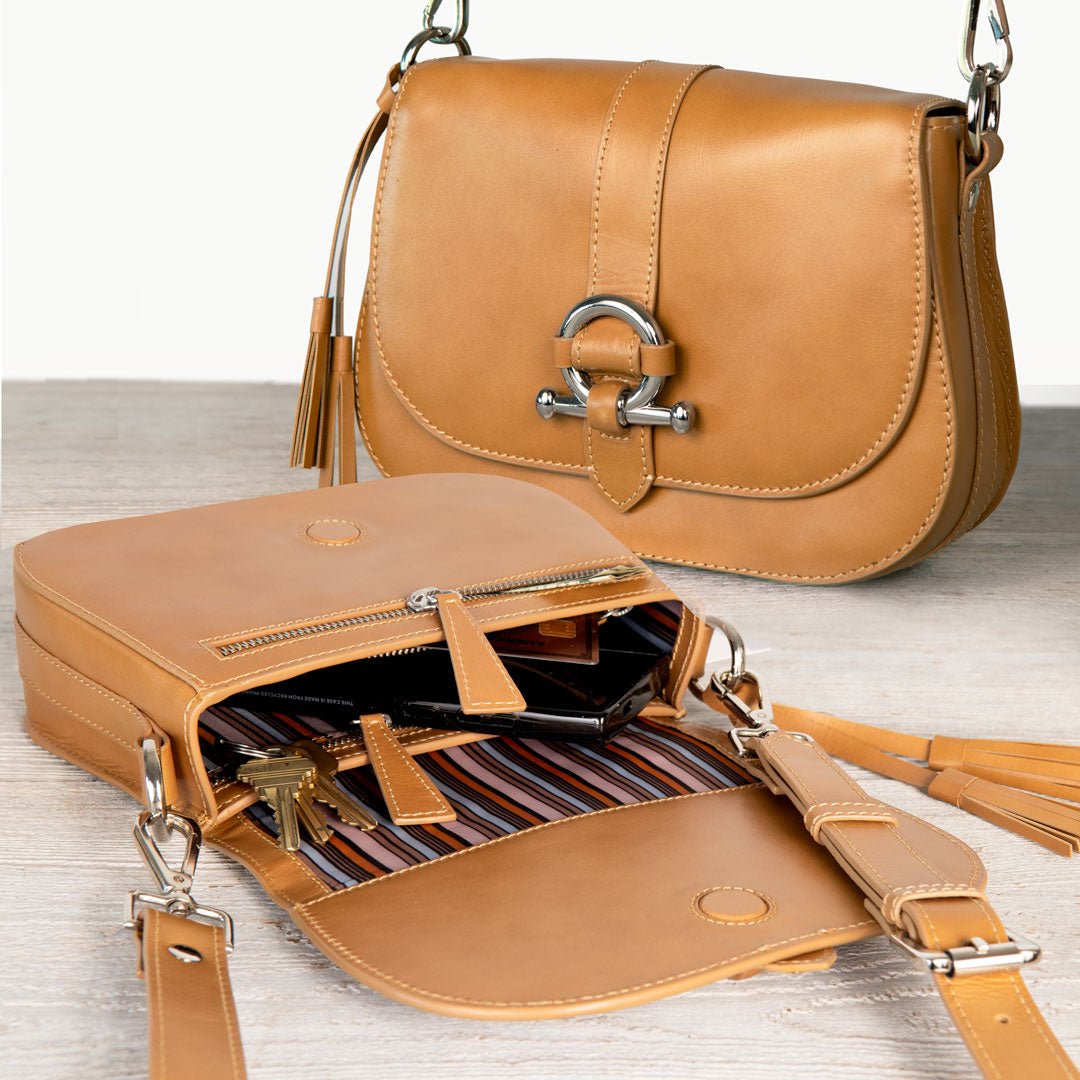 Del Rey - Equestrian Horse Bit Crossbody Luxury Leather Handbag in Caramel Urban-Equestrian