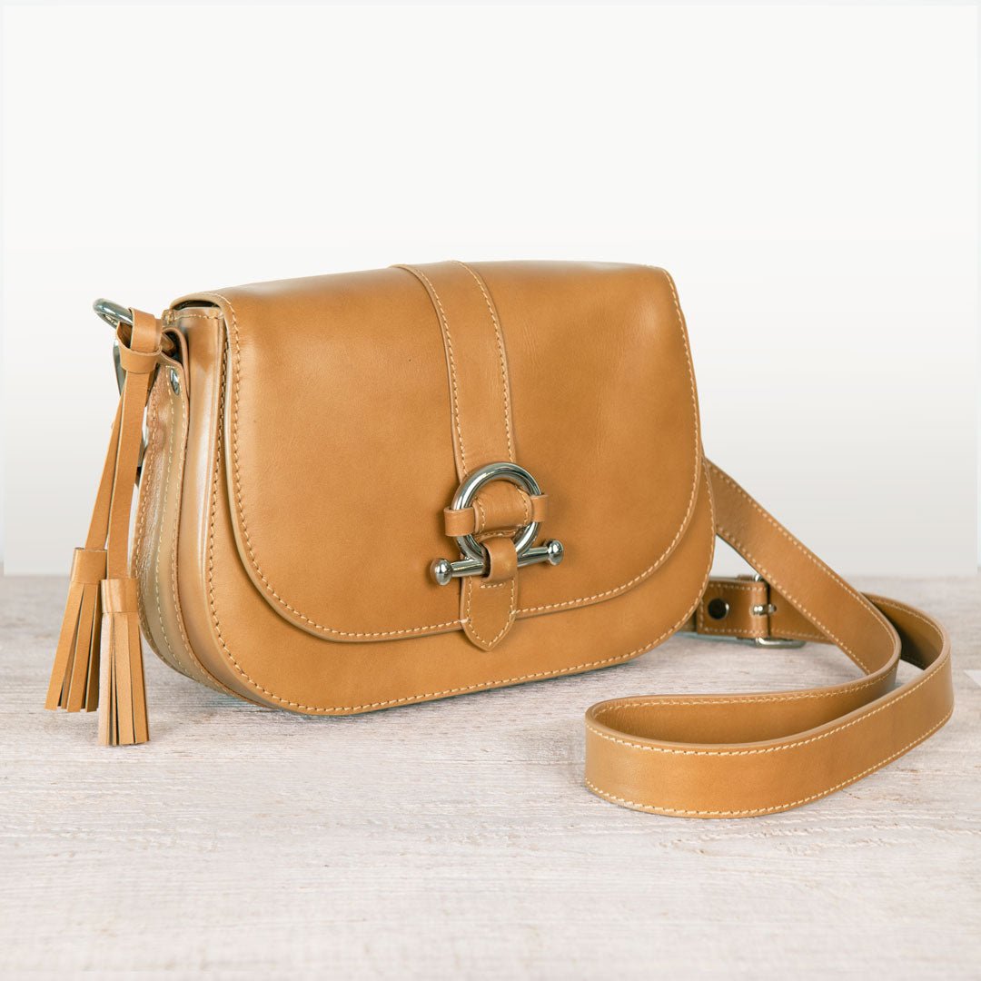 Del Rey - Equestrian Horse Bit Crossbody Luxury Leather Handbag in Caramel Urban-Equestrian