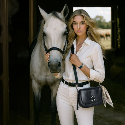 Del Rey - Equestrian Horse Bit Crossbody Luxury Leather Handbag in Caramel Urban-Equestrian