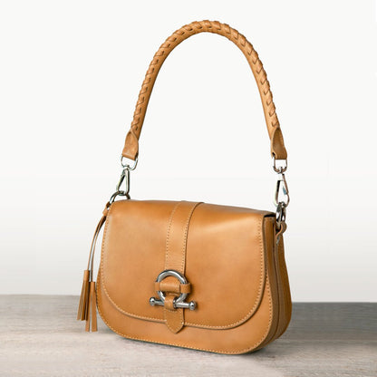 Del Rey - Equestrian Horse Bit Crossbody Luxury Leather Handbag in Caramel Urban-Equestrian
