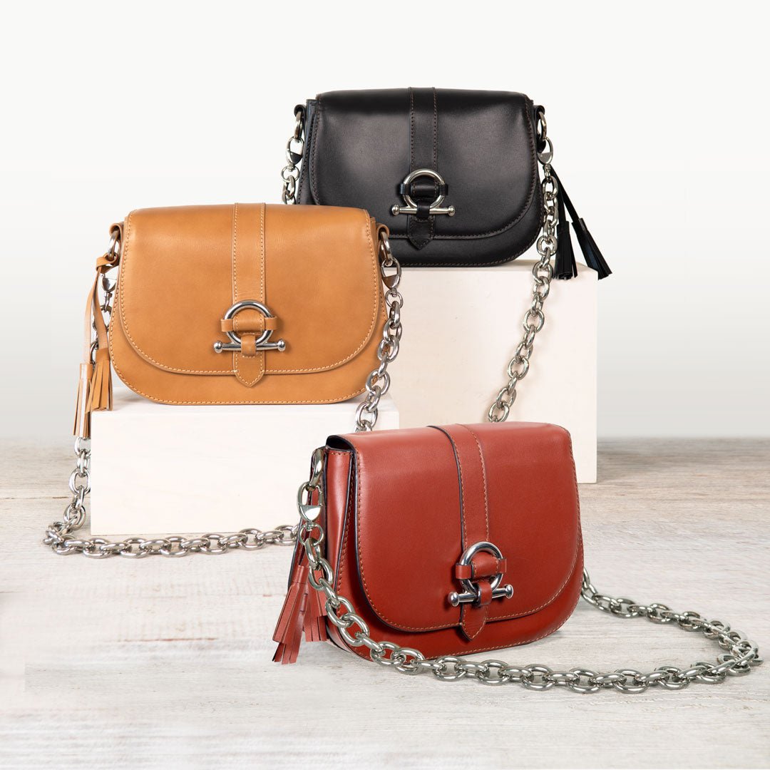 Del Rey - Equestrian Horse Bit Crossbody Luxury Leather Handbag in Caramel Urban-Equestrian