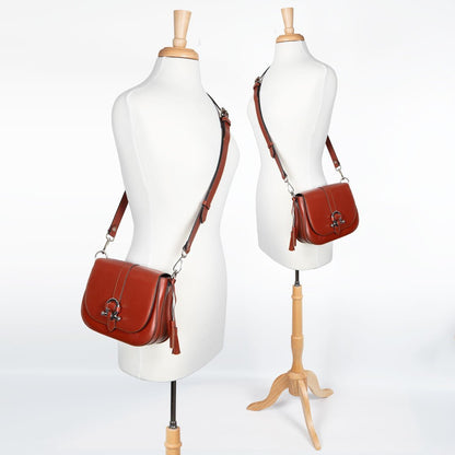 Del Rey - Equestrian Horse Bit Crossbody Luxury Leather Handbag in Cognac Urban-Equestrian
