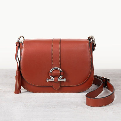 Del Rey - Equestrian Horse Bit Crossbody Luxury Leather Handbag in Cognac Urban-Equestrian