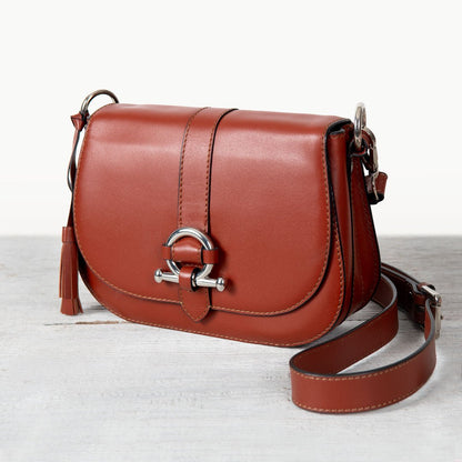 Del Rey - Equestrian Horse Bit Crossbody Luxury Leather Handbag in Cognac Urban-Equestrian