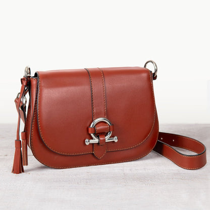 Del Rey - Equestrian Horse Bit Crossbody Luxury Leather Handbag in Cognac Urban-Equestrian