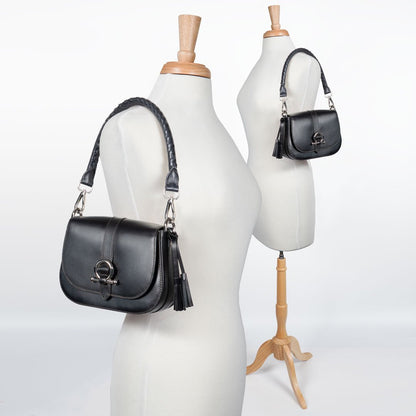 Del Rey - Equestrian Horse Bit Crossbody Luxury Leather Handbag in Black Urban-Equestrian