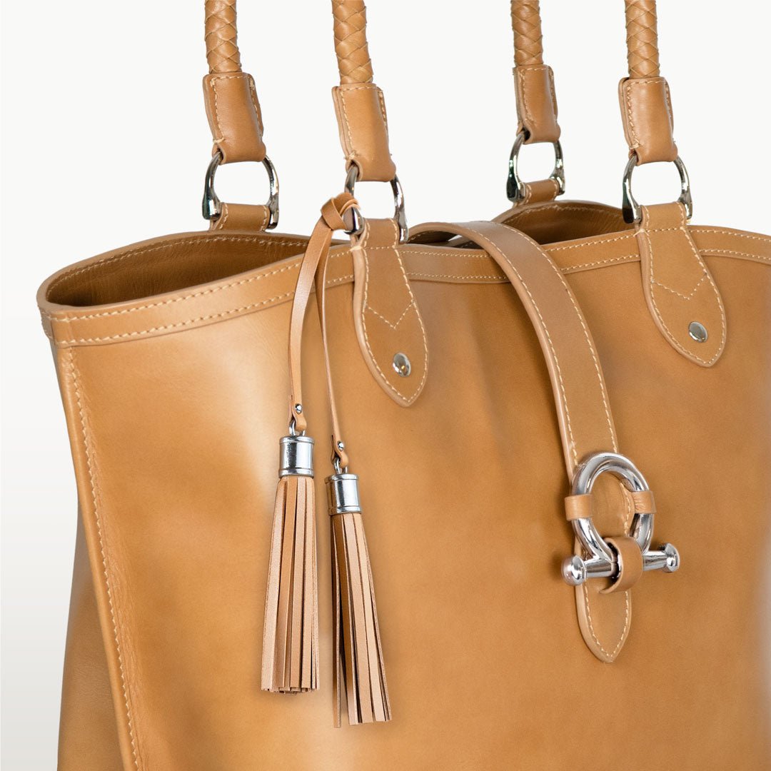 Del Rey -Horse Bit Tote Luxury Leather Handbag in Caramel Urban-Equestrian