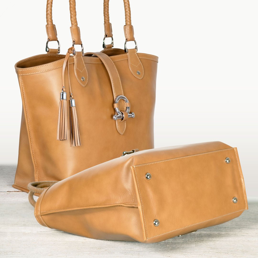 Del Rey -Horse Bit Tote Luxury Leather Handbag in Caramel Urban-Equestrian