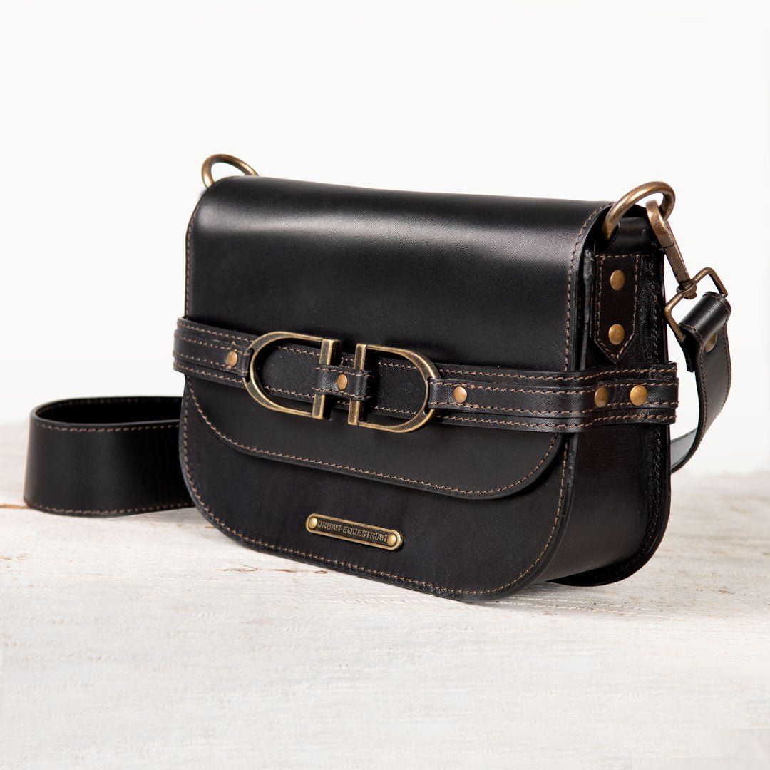 Delaney - Equestrian Stirrup Crossbody Luxury Leather Handbag in Black Urban-Equestrian