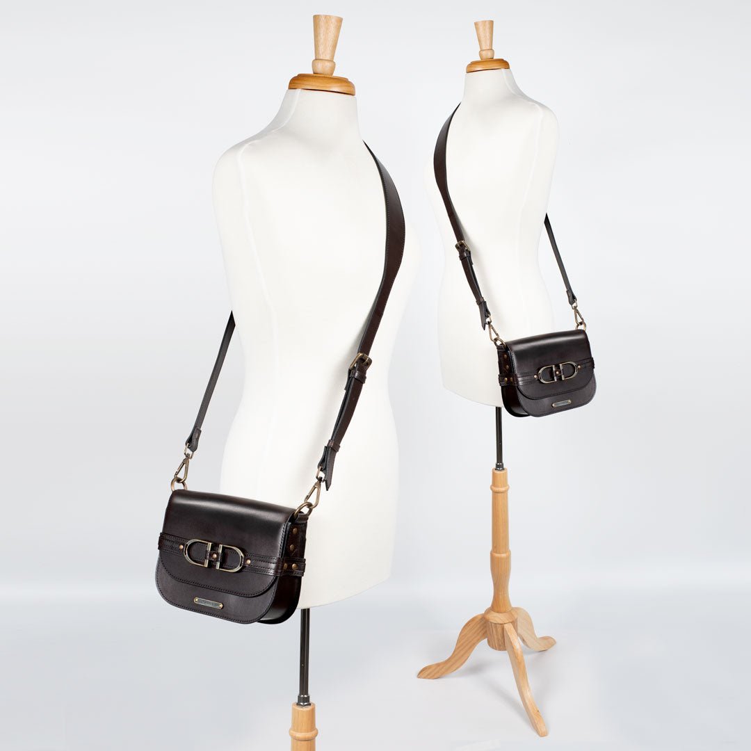 Delaney - Equestrian Stirrup Crossbody Luxury Leather Handbag in Black Urban-Equestrian