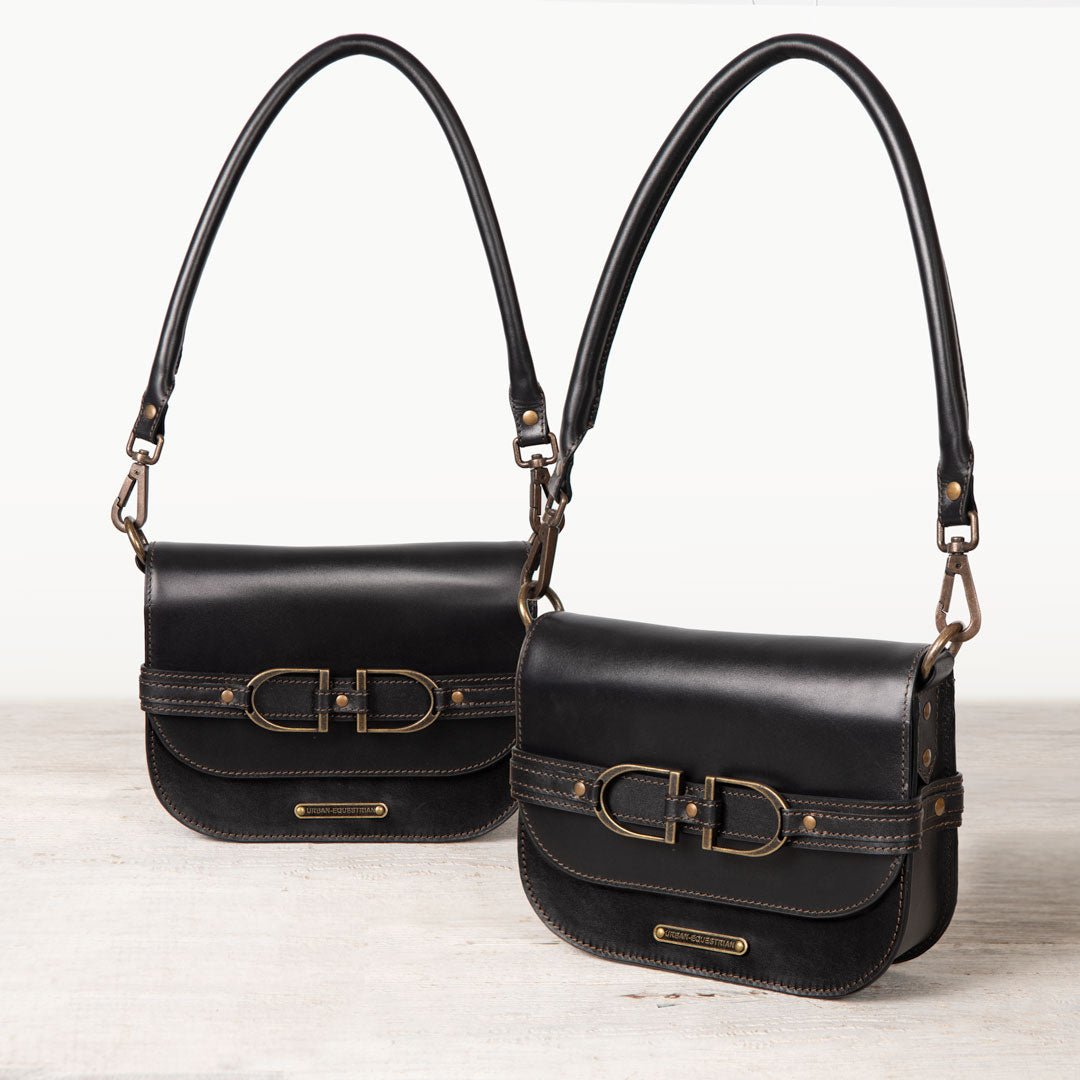 Delaney - Equestrian Stirrup Crossbody Luxury Leather Handbag in Black Urban-Equestrian