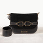 Delaney - Equestrian Stirrup Crossbody Luxury Leather Handbag in Black on Black Urban-Equestrian