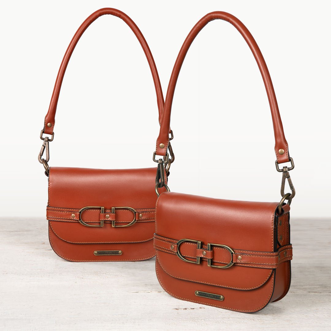 Delaney - Equestrian Stirrup Crossbody Luxury Leather Handbag in Cognac Urban-Equestrian