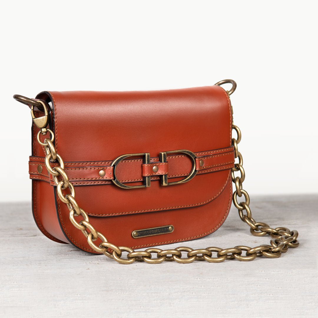 Delaney - Equestrian Stirrup Crossbody Luxury Leather Handbag in Cognac Urban-Equestrian
