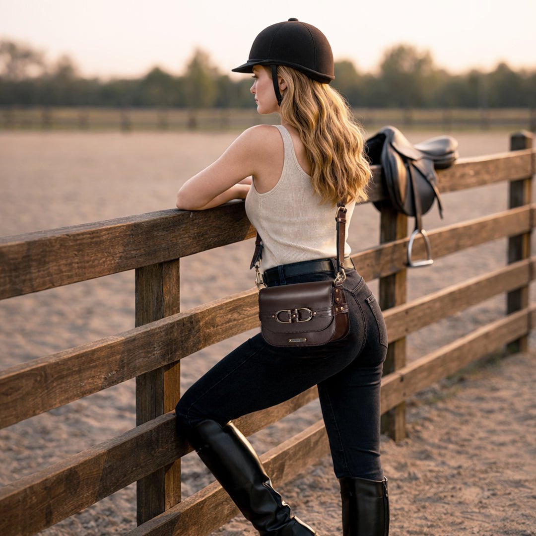 Delaney - Equestrian Stirrup Crossbody Luxury Leather Handbag in Deep Brown Urban-Equestrian