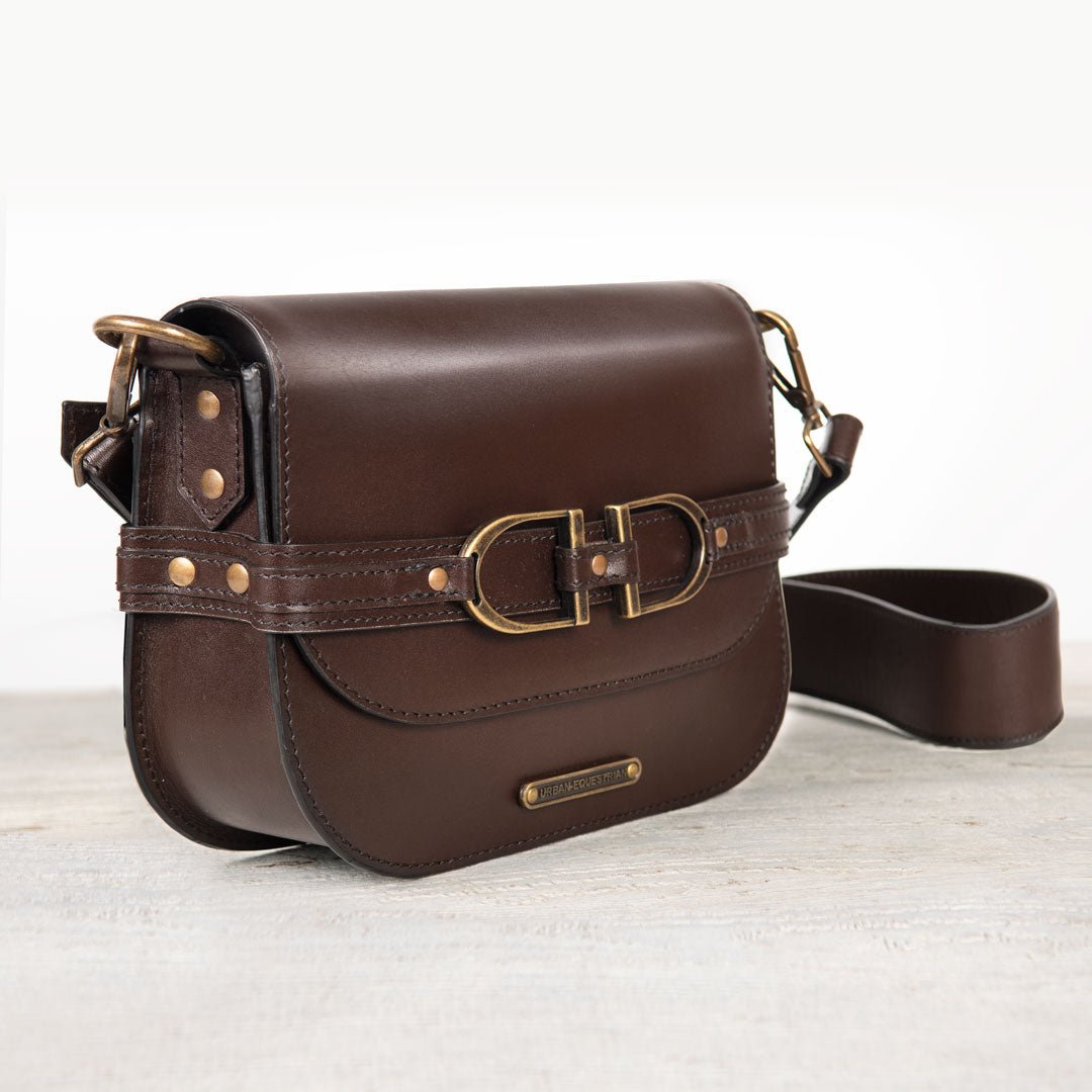Delaney - Equestrian Stirrup Crossbody Luxury Leather Handbag in Deep Brown Urban-Equestrian