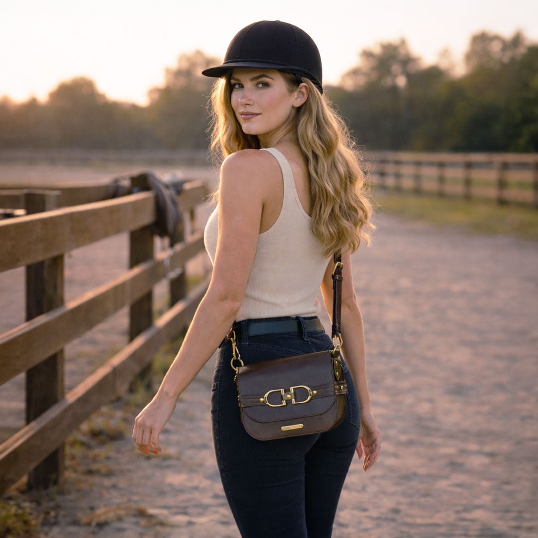 Delaney - Equestrian Stirrup Crossbody Luxury Leather Handbag in Deep Brown Urban-Equestrian
