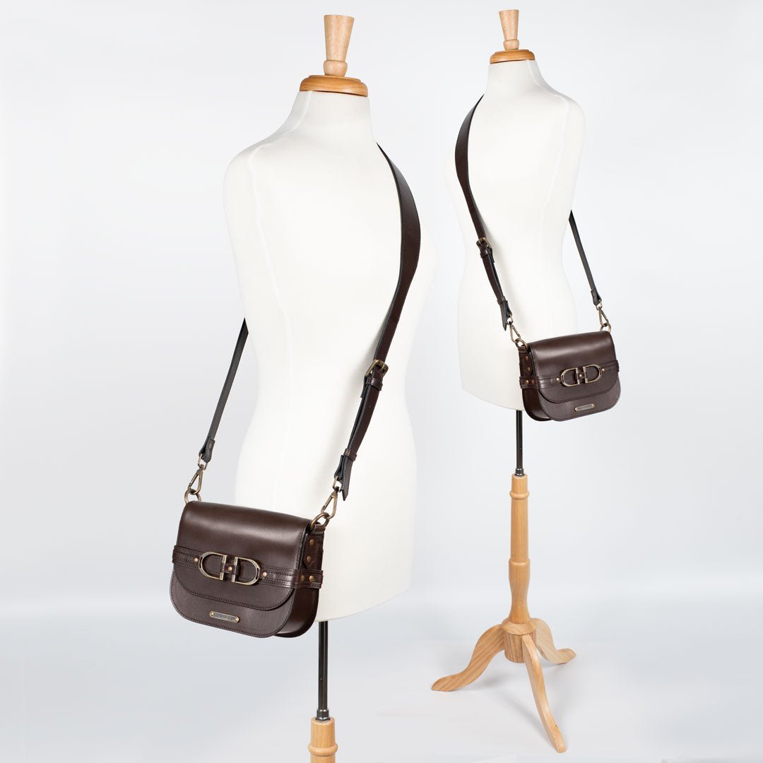 Delaney - Equestrian Stirrup Crossbody Luxury Leather Handbag in Deep Brown Urban-Equestrian