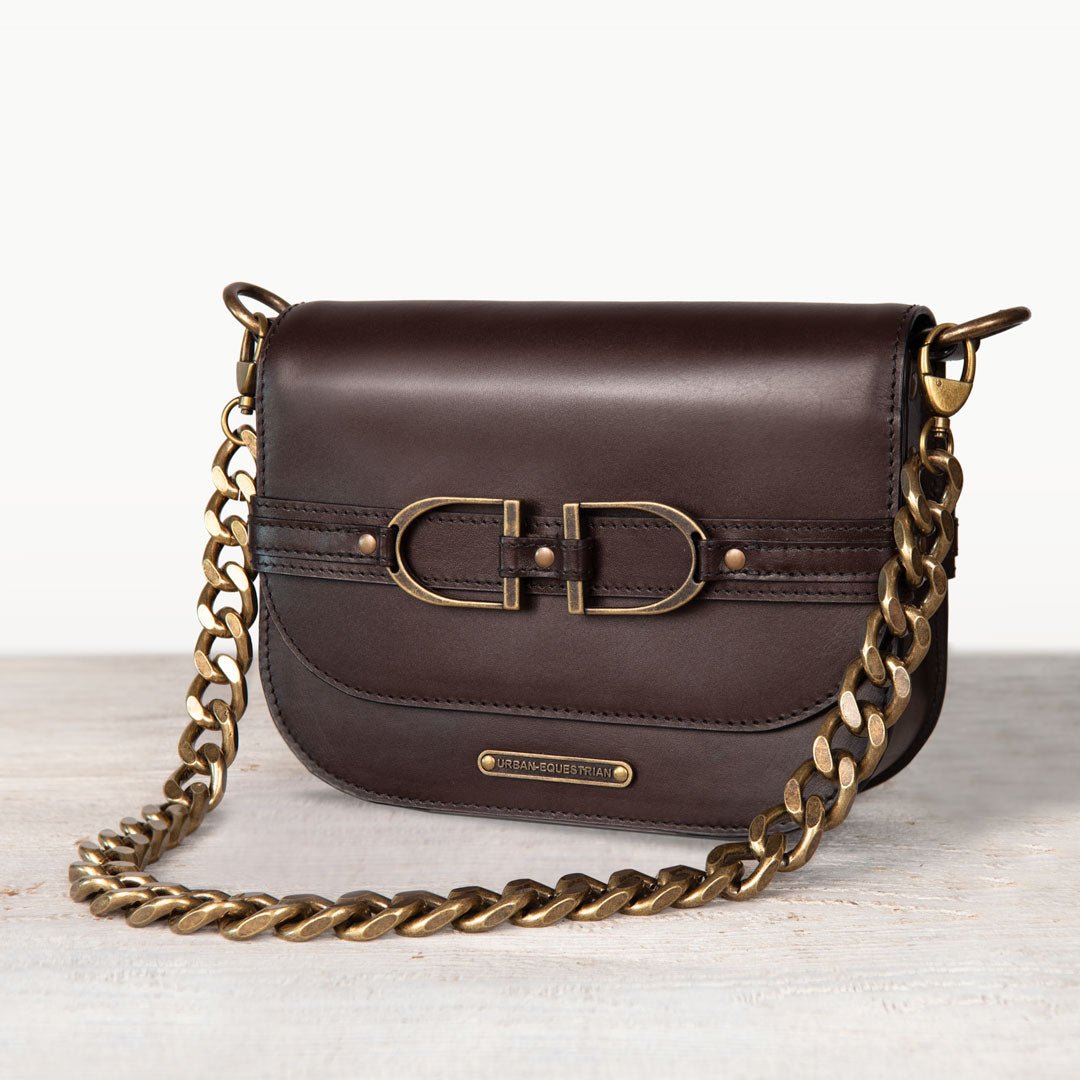 Delaney - Equestrian Stirrup Crossbody Luxury Leather Handbag in Deep Brown Urban-Equestrian