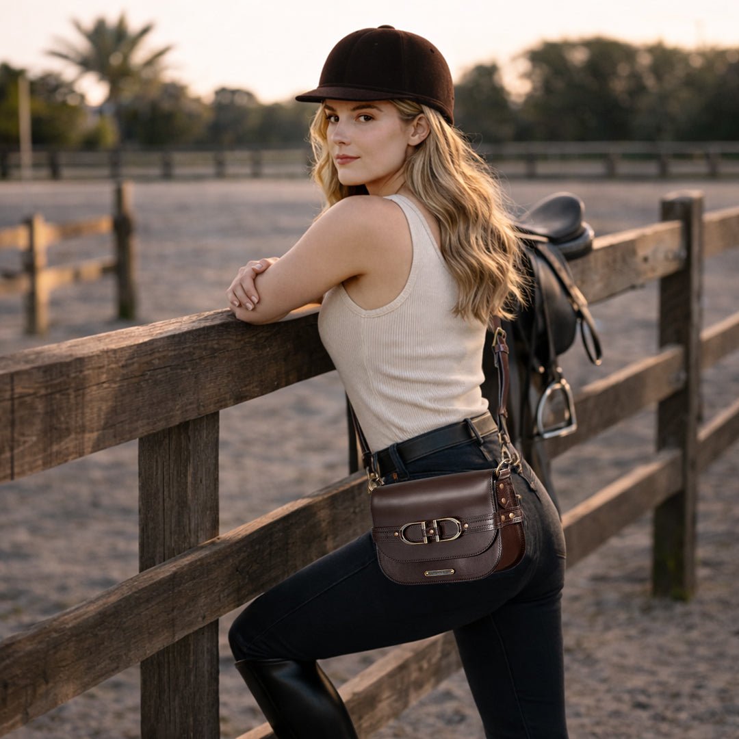 Delaney - Equestrian Stirrup Crossbody Luxury Leather Handbag in Deep Brown Urban-Equestrian