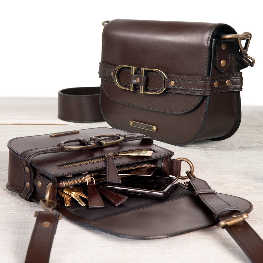 Delaney - Equestrian Stirrup Crossbody Luxury Leather Handbag in Deep Brown Urban-Equestrian