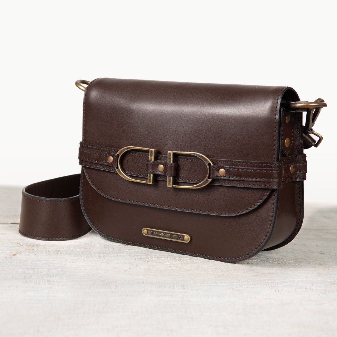 Delaney - Equestrian Stirrup Crossbody Luxury Leather Handbag in Deep Brown Urban-Equestrian
