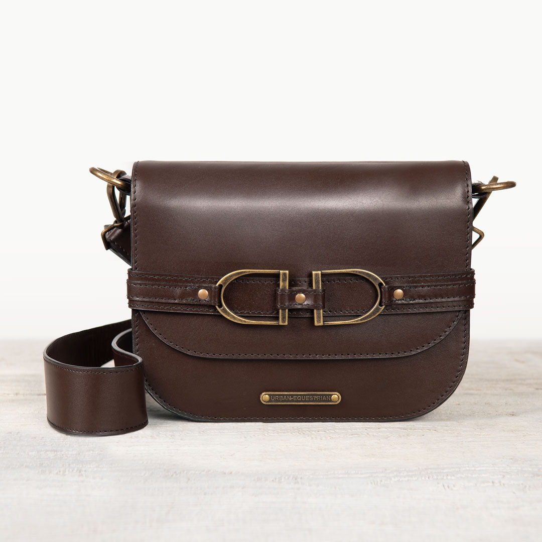Delaney - Equestrian Stirrup Crossbody Luxury Leather Handbag in Deep Brown Urban-Equestrian