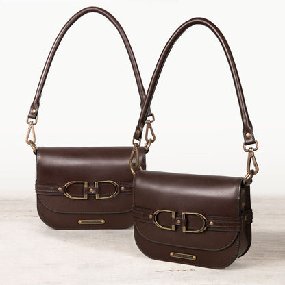 Delaney - Equestrian Stirrup Crossbody Luxury Leather Handbag in Deep Brown Urban-Equestrian