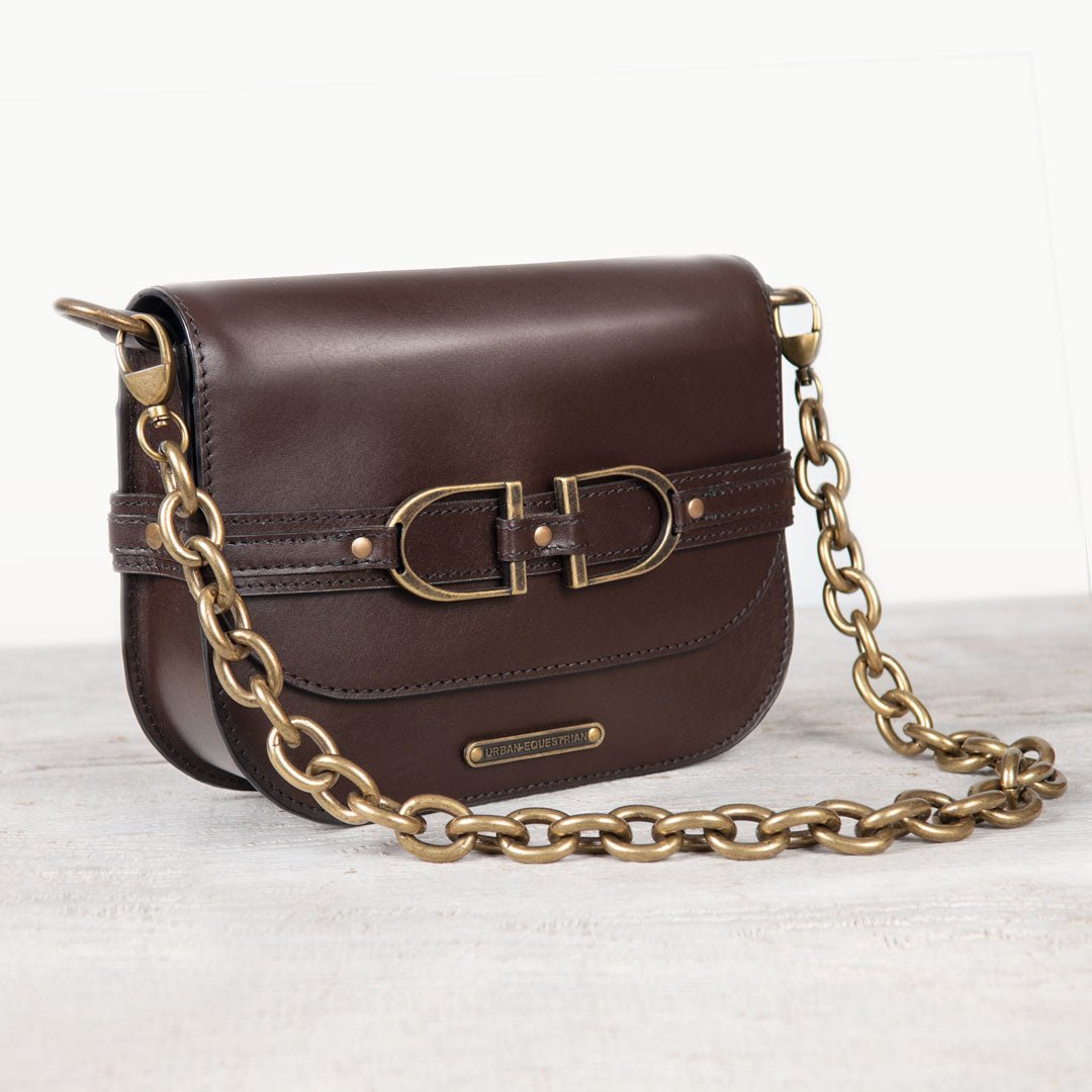Delaney - Equestrian Stirrup Crossbody Luxury Leather Handbag in Deep Brown Urban-Equestrian