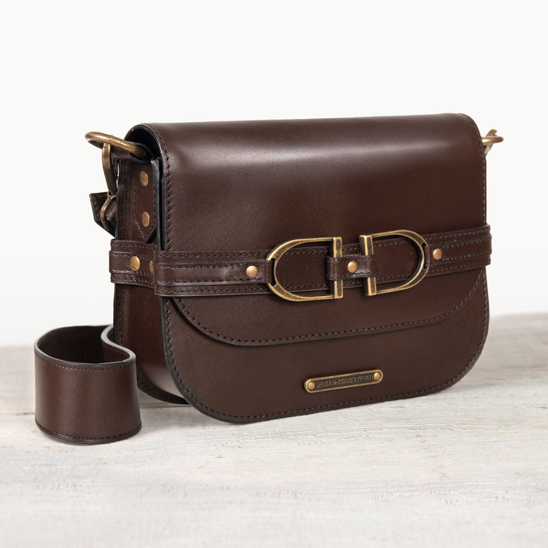 Delaney - Equestrian Stirrup Crossbody Luxury Leather Handbag in Deep Brown Urban-Equestrian