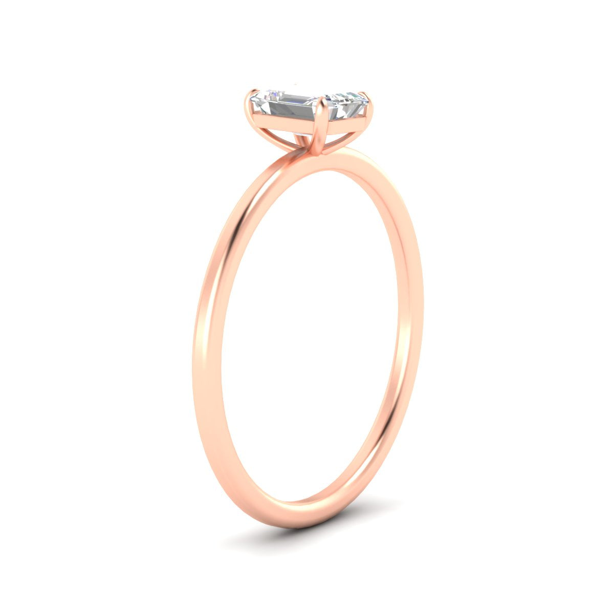 Emerald Cut Thin Classic Solitaire Ring Fascinating Diamonds
