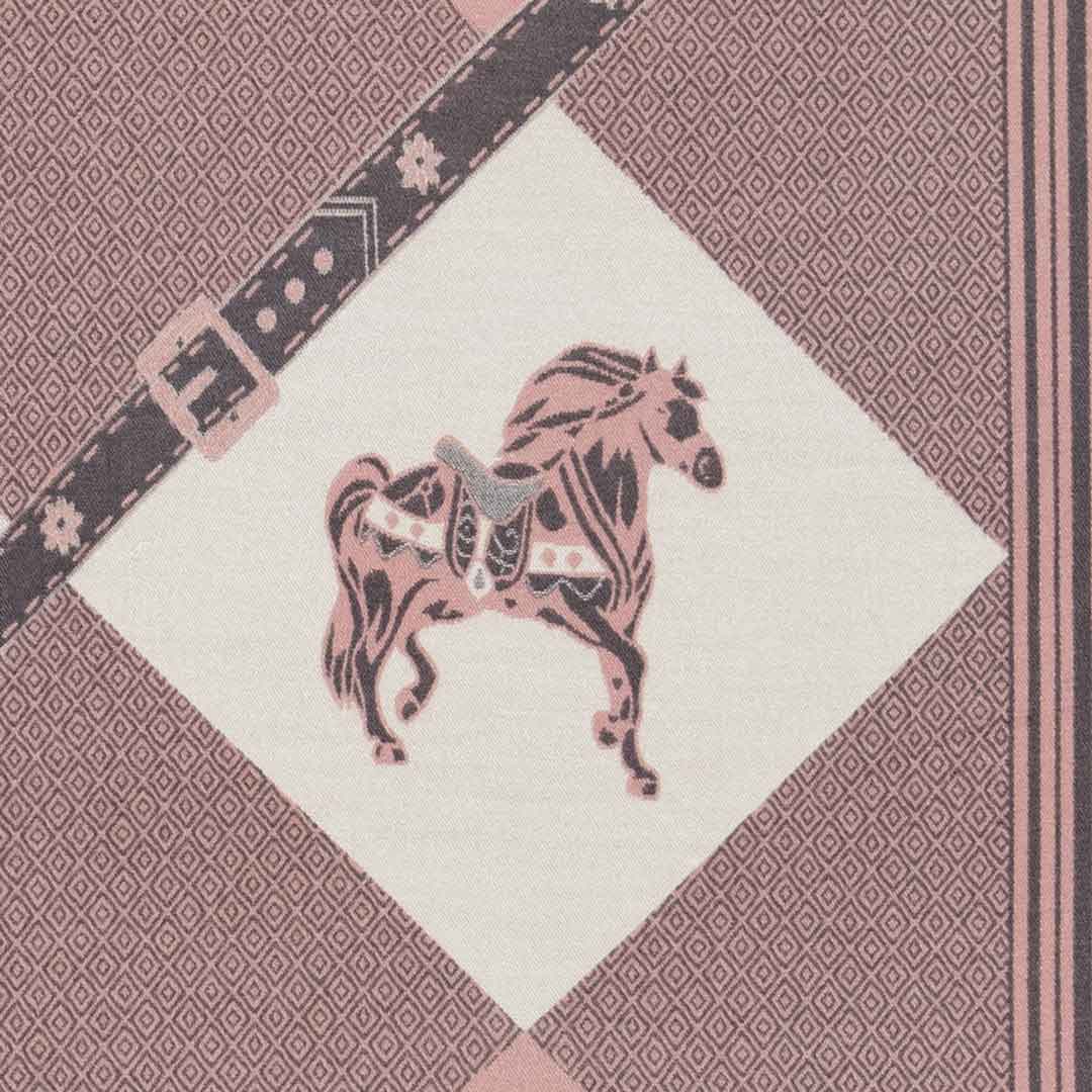 Della -  Blush Pink Equestrian Motif Luxe Shawl Urban-Equestrian