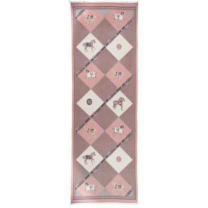 Della -  Blush Pink Equestrian Motif Luxe Shawl Urban-Equestrian
