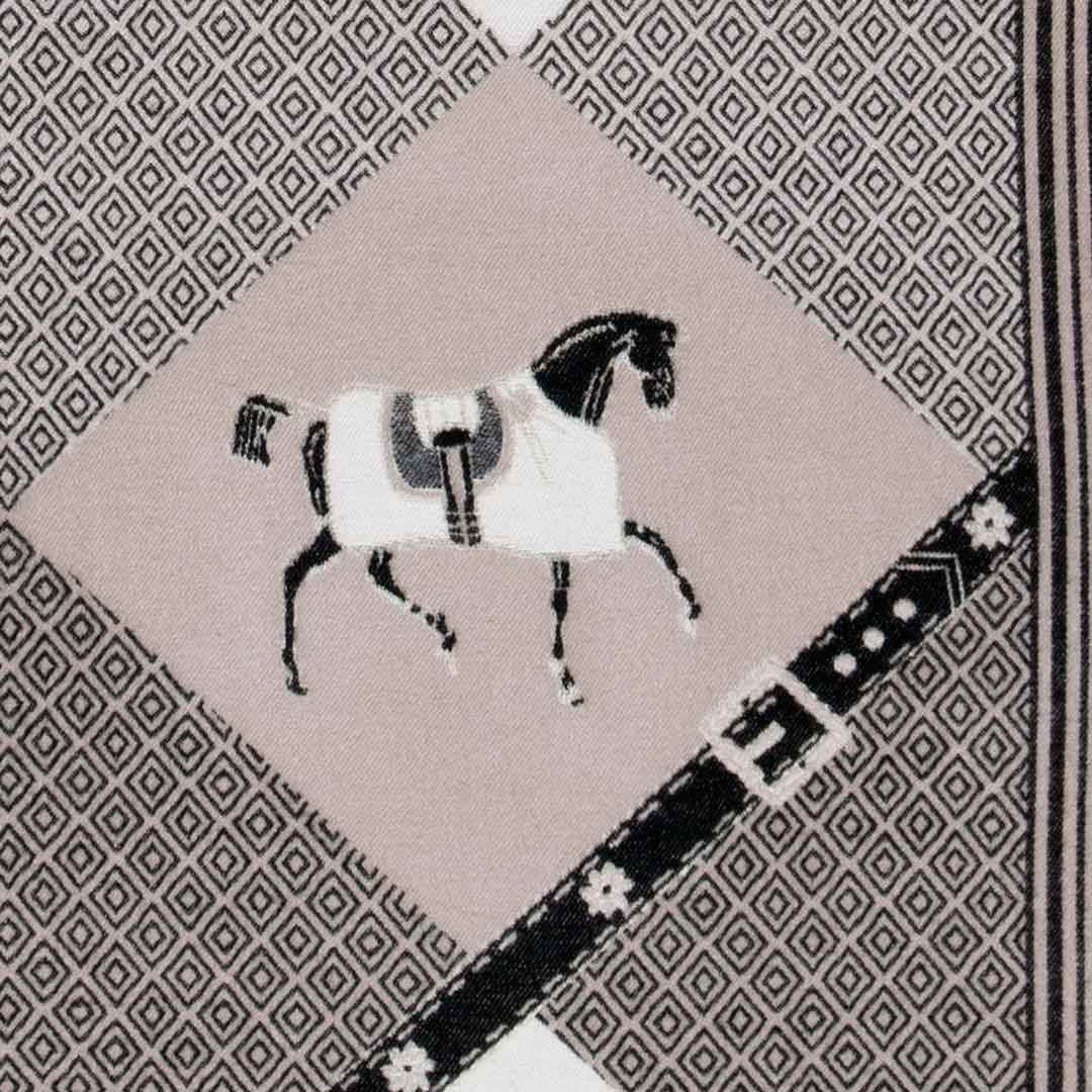 Della -  Taupe Equestrian Motif Luxe Shawl Urban-Equestrian