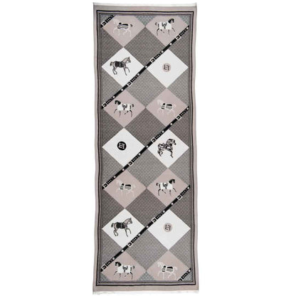 Della -  Taupe Equestrian Motif Luxe Shawl Urban-Equestrian