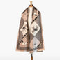Della -  Taupe Equestrian Motif Luxe Shawl Urban-Equestrian