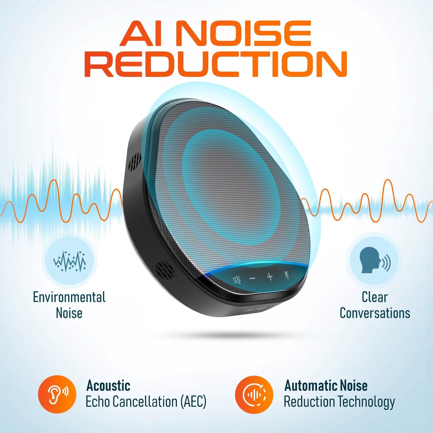 Delton C3900 USB Conference Speaker and Microphone, AI Noise Reduction, 5W Speaker, 16 ft Pickup Distance, 360Â° Voice Pickup Conference Speaker for Office, Home, Online Meetings and More - Black DailySale