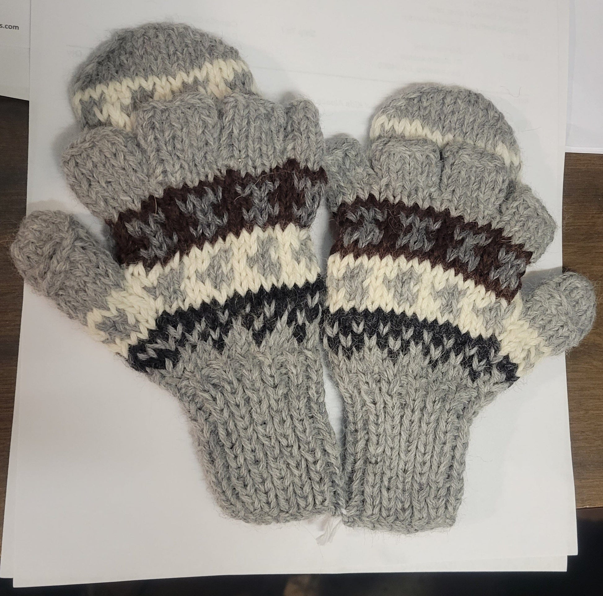 Deluxe Hand Knit Hooded Kids Alpaca Gloves ("Glittens") Purely Alpaca