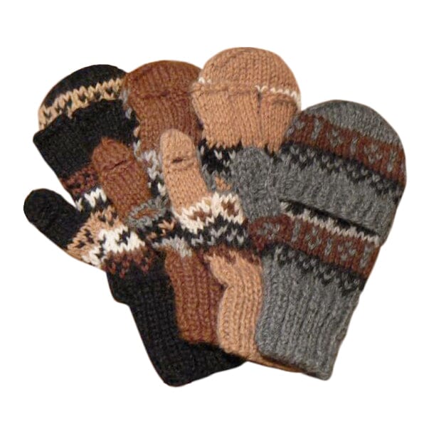 Deluxe Hand Knit Hooded Kids Alpaca Gloves ("Glittens") Purely Alpaca