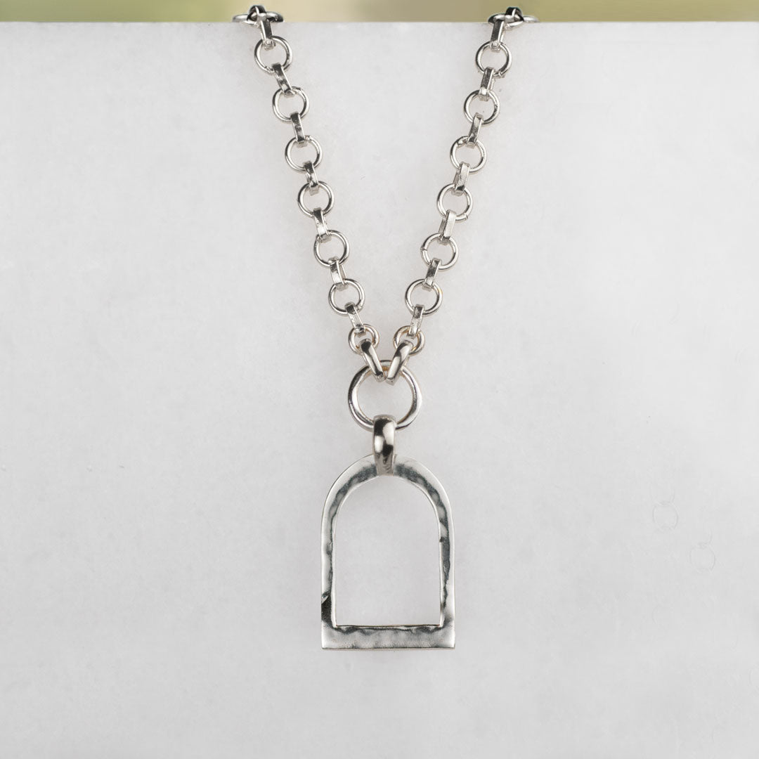 Denby- Equestrian Riding Stirrup Necklace in Silver Urban-Equestrian