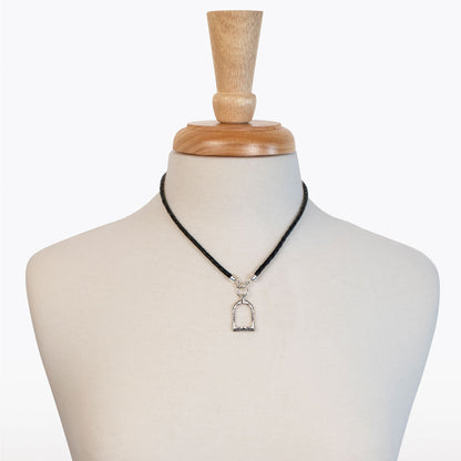 Denby - Leather 7 Silver Equestrian Riding Stirrup Necklace Urban-Equestrian