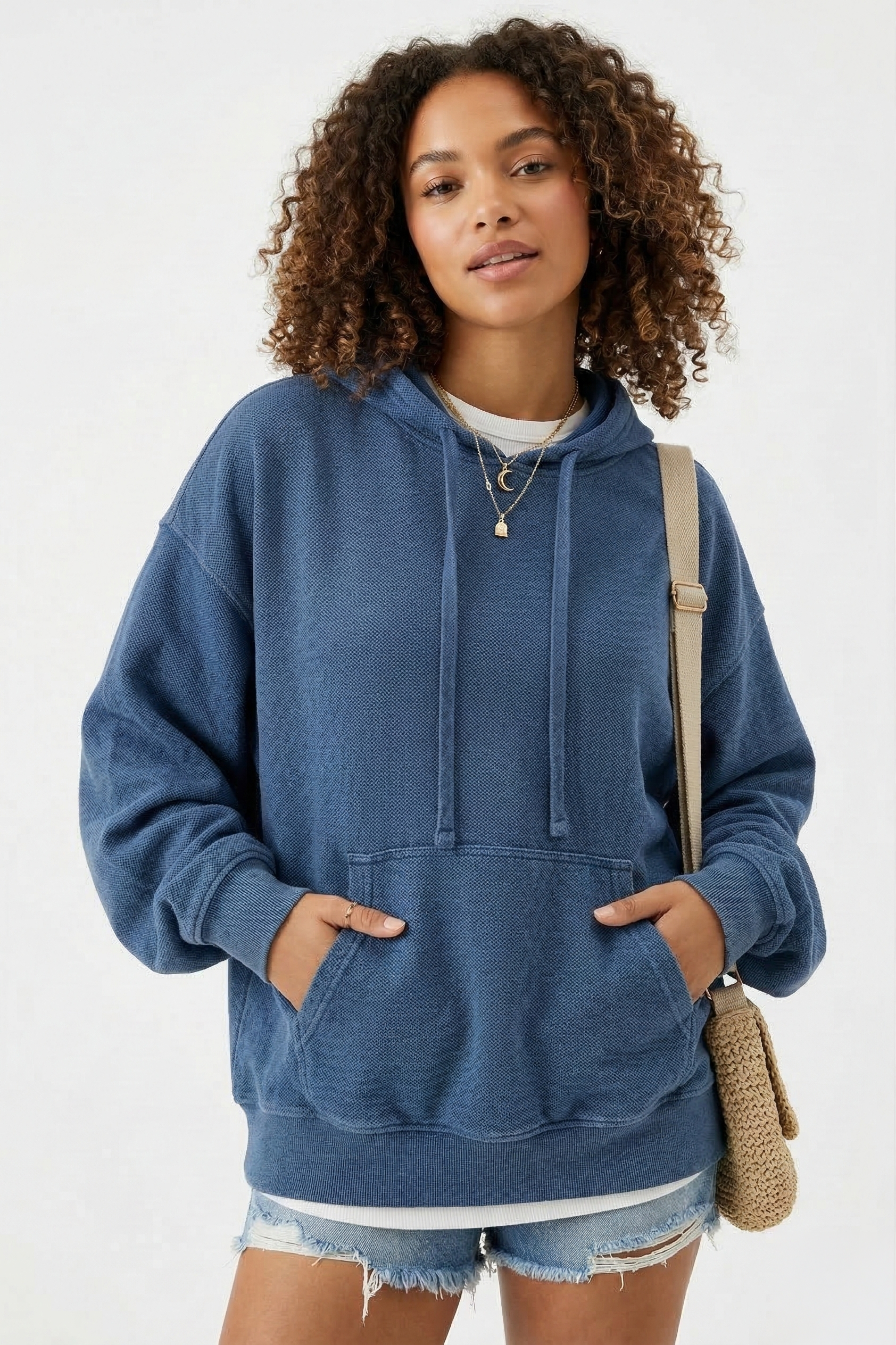 The Street Chic Oversized Hoodie in Denim Blue – Outdoor Essential Tinyloverclothing