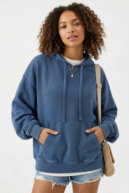 The Street Chic Oversized Hoodie in Denim Blue – Outdoor Essential Tinyloverclothing